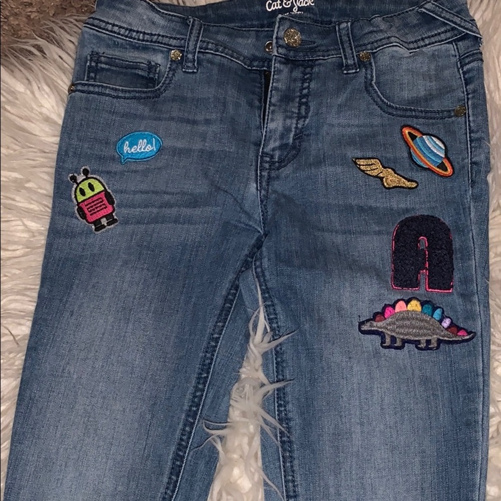 Cat & Jack Blue Jeans with Embroidered Patches